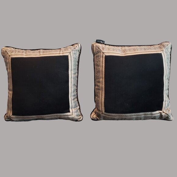 J. Queen New York Guiliana 18" Square Decorative Pillow Black Velvet Pair - Picture 2 of 8